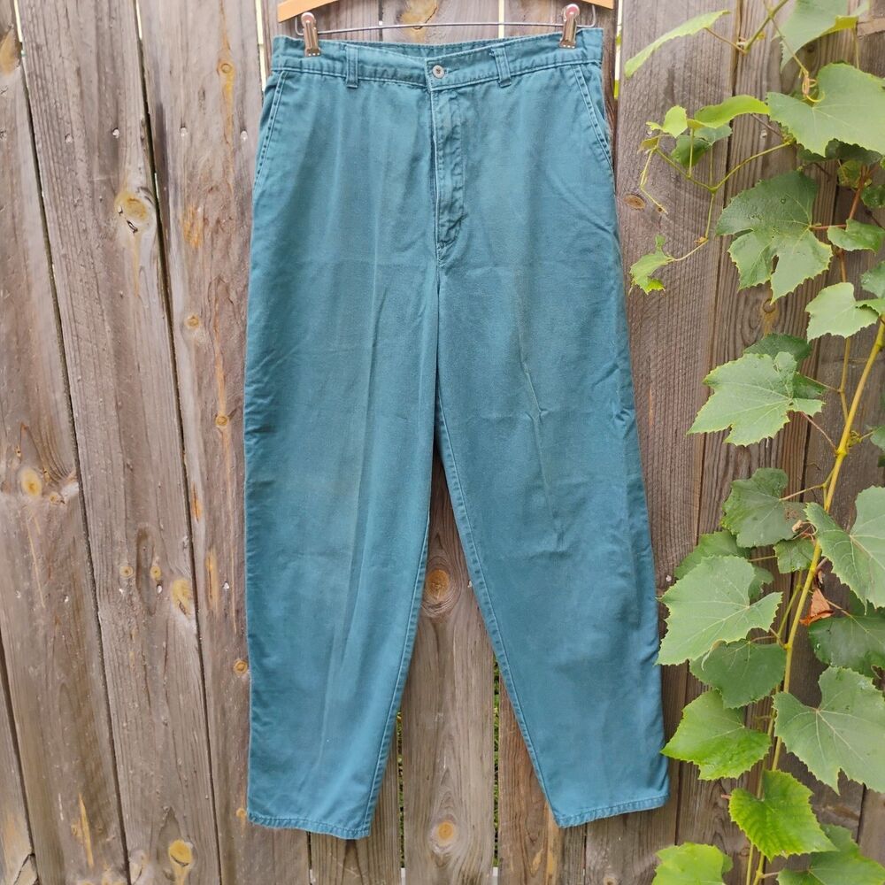 Vintage 90s Dockers Levi Strauss Teal Green Chino Pants Mens 32x32 Tapered